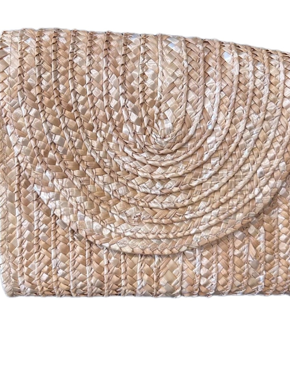Handwoven Straw Clutch - Natural Beige